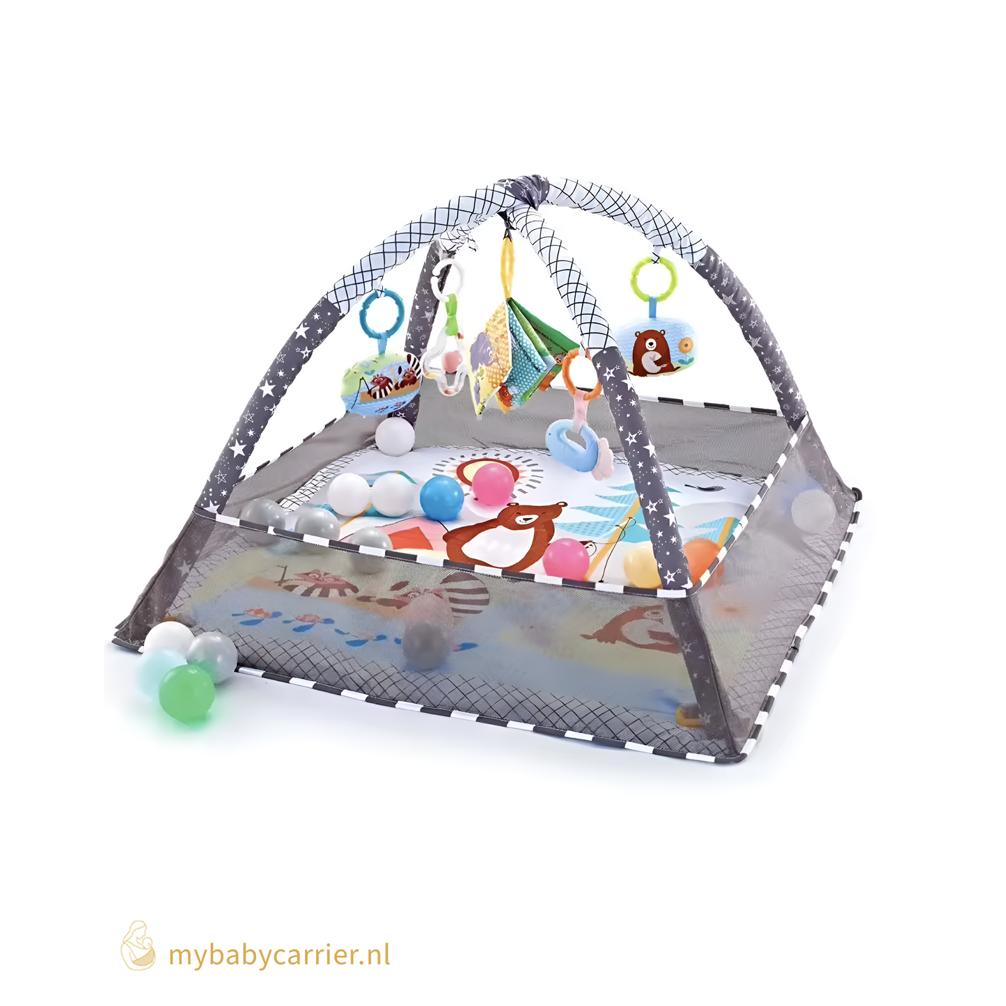 Tapis de jeu carré doux pour bébé avec jouets et hochets