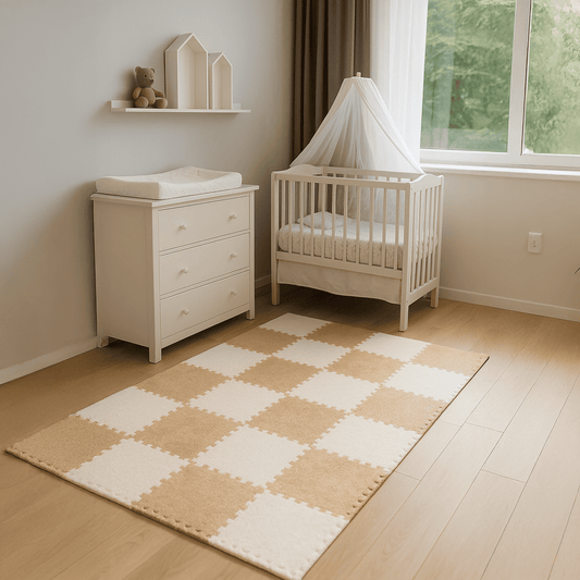 Puzzle Soft Baby Mat Premium White-Beige / Grey-Pink / Pink-White