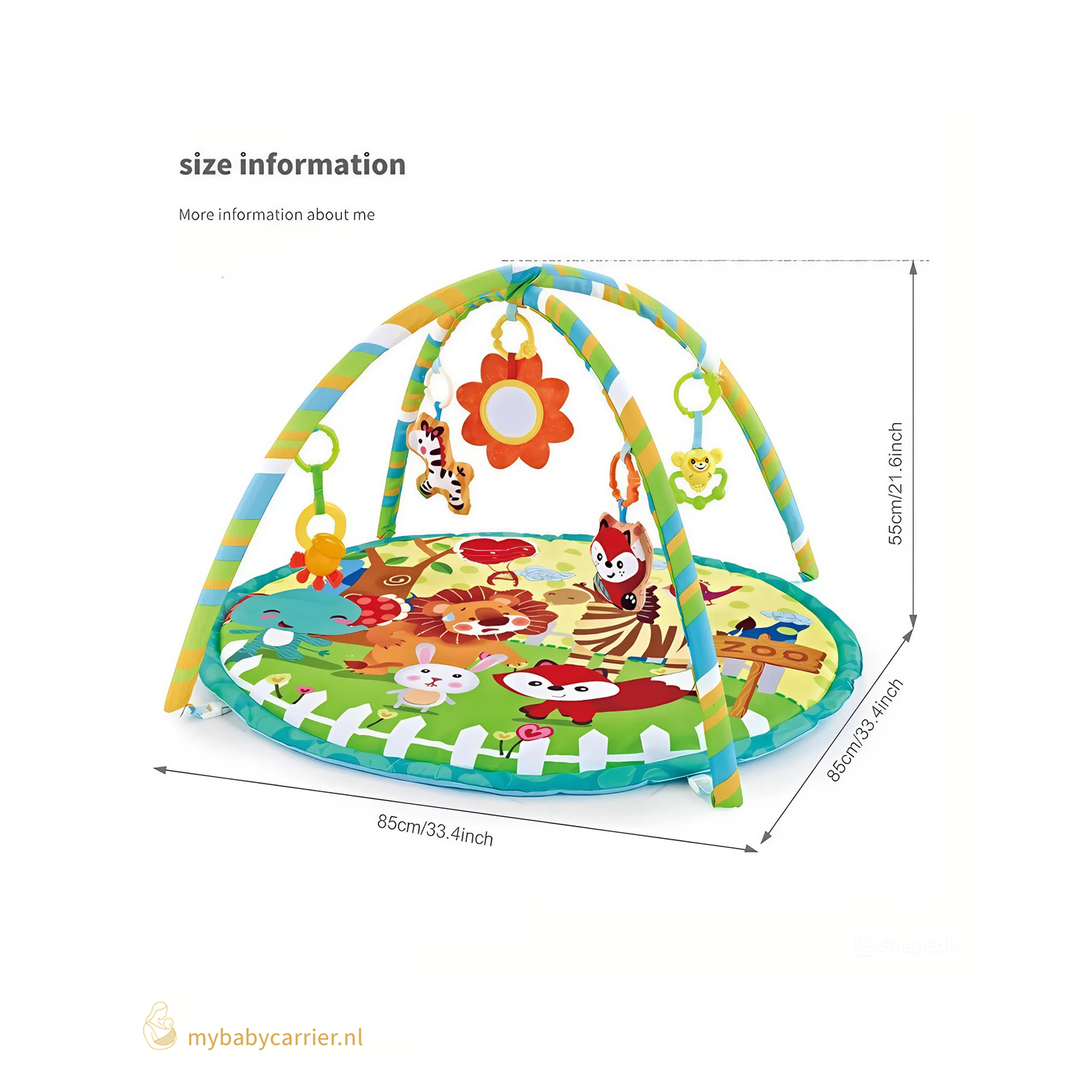 Tapis de jeu rond et doux pour bébé avec jouets | Motif animalier coloré