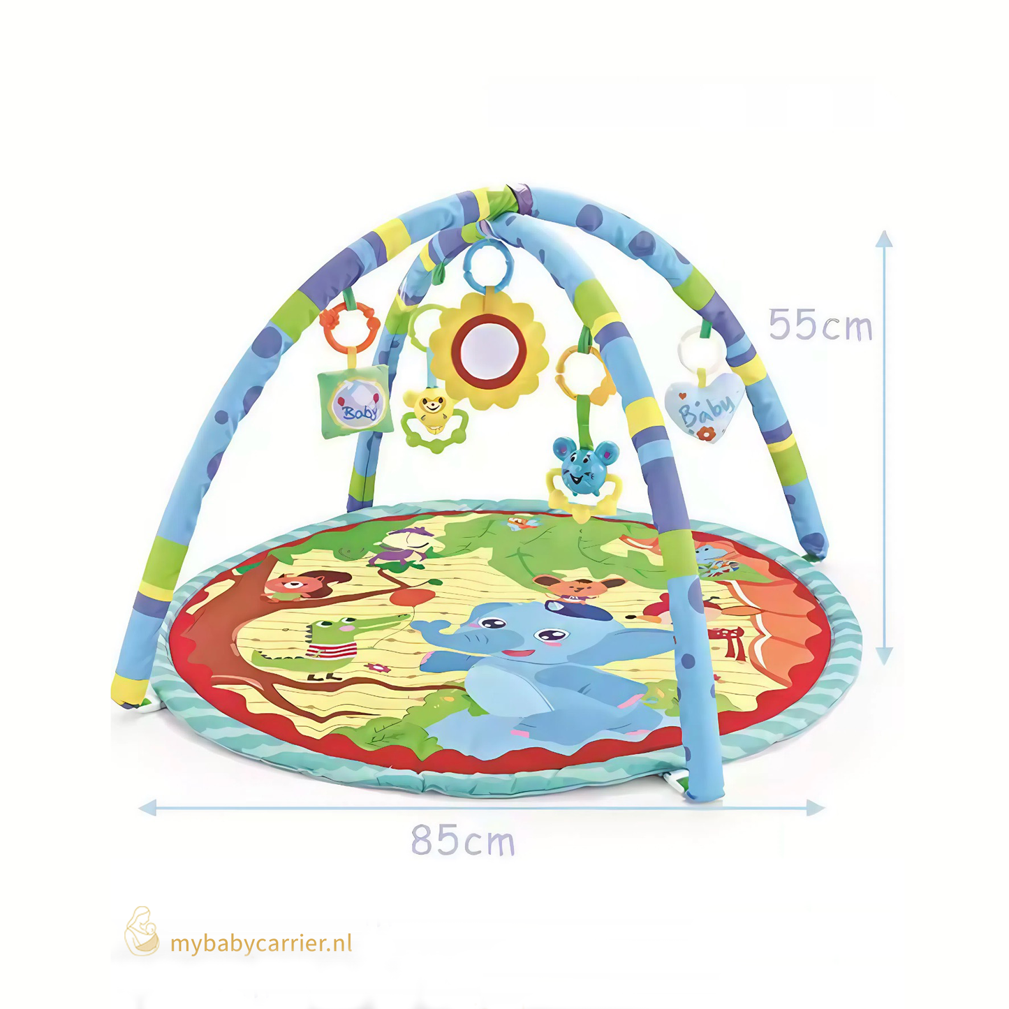Tapis de jeu rond et doux pour bébé avec jouets | Motif animalier coloré