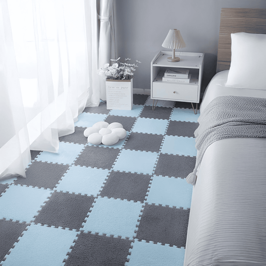 Tapis Puzzle Soft Baby, coloris gris-bleu ou beige-bleu
